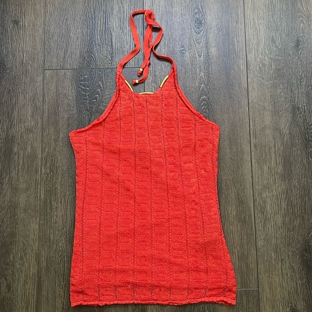 GUESS Nola Crochet Halter Top Size SM
